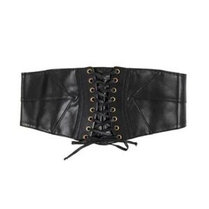 Spirit Halloween Black Vegan Leather Waist Cincher Belt NWT!